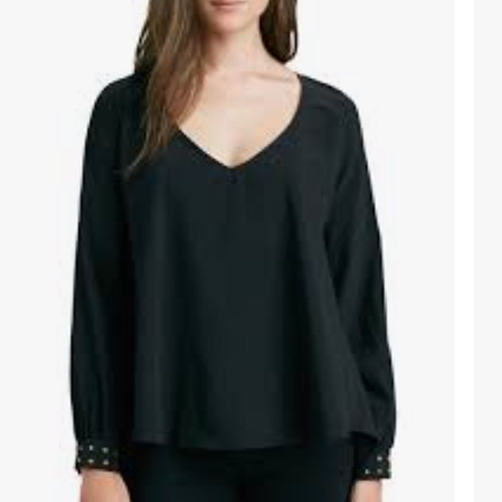 Lovers + Friends Sweet kiss studded black blouse top.Size XS